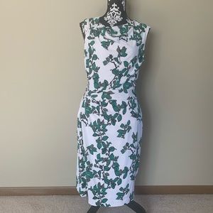 Eva Mendes White Green Rose Dress Size 10